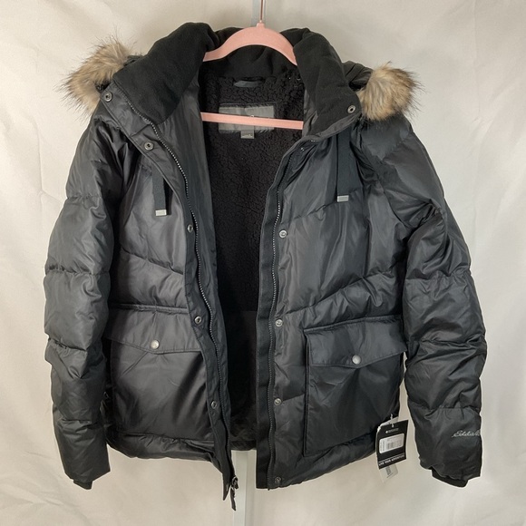Eddie Bauer Jackets & Blazers - Eddie Bauer Black Faux-Fur Trim Puffer Jacket